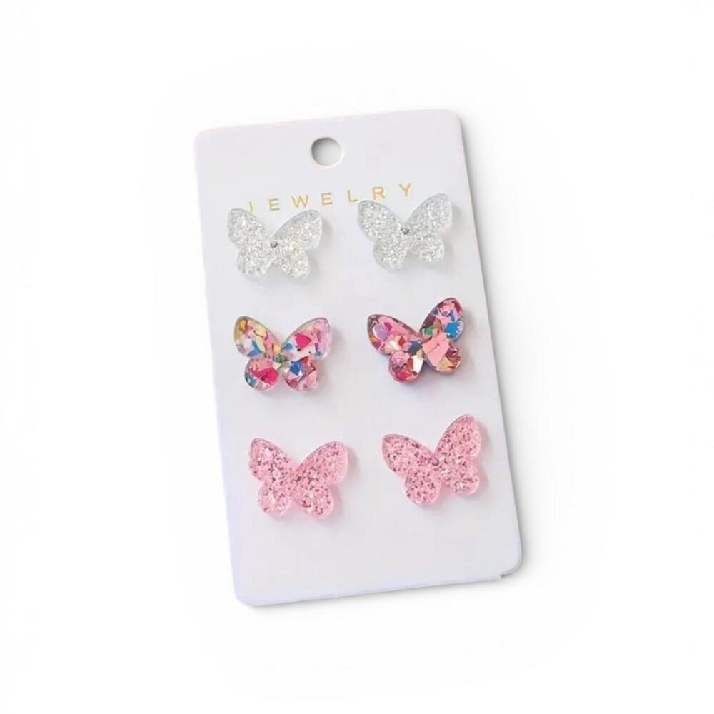 Multi Color Acrylic Butterfly Set ~ 3 Pairs